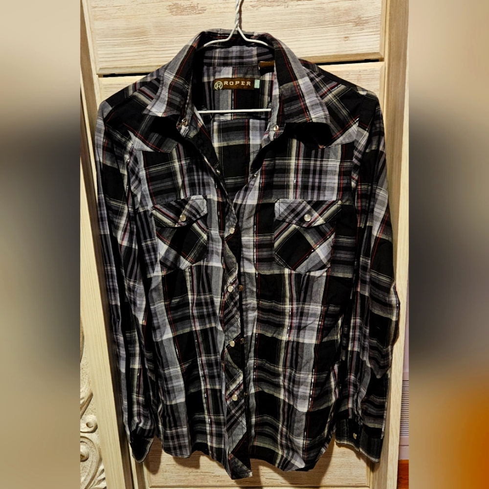Roper Black Plaid Shirt